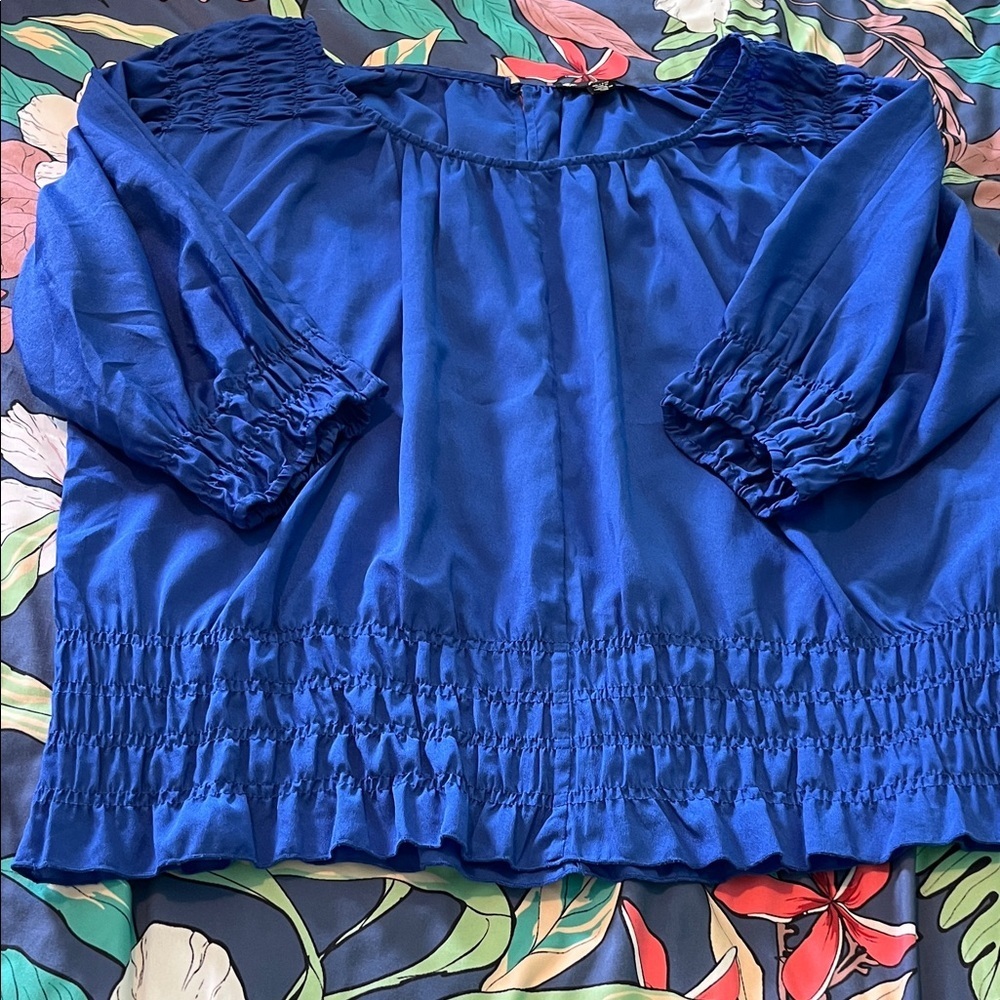 Royal Blue balloon sleeved blouse new